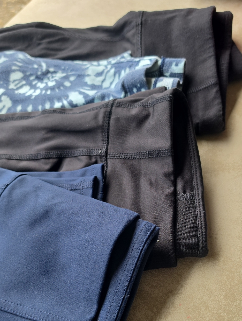 Danskin Girls Navy Blue and Black Leggings with Blue Floral Pair